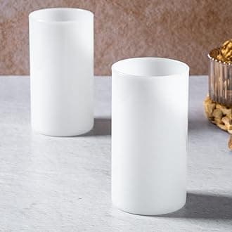 Borosil Vision White Jade Glasses, Borosilicate Glasses, Large, Heat Resistant & Lightweight Glasses for Water, Juice, Lassis, Shakes, 350 ml, Set of 6 Glasses