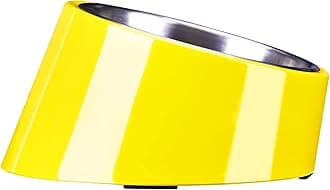SuperDesign Mess Free 15° Slanted Bowl for Dogs and Cats, Tilted Angle Bulldog Bowl Dog Feeder, Non-Skid & Non-Spill, Easier to Reach Food L/2 Cup Bright Yellow