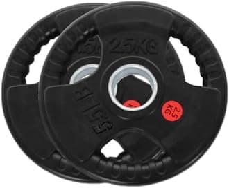 Proxima Health & Fitness 2.5kg Tri-Grip Olympic Rubber Bumper Weight Plate Set | 2โ Standard Barbell Plates for Strength Training & Weightlifting | Durable, Non-Slip Grip for Home & Commercial Gyms