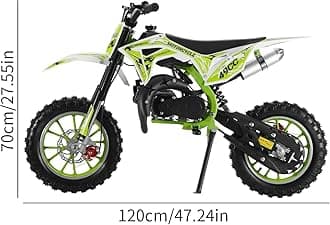 50cc Dirt Bike for Kids & Adults, Mini Motorcycle Gas Powered, Off-Road Pocket Motorbike, Gas Dirt Bikes with Dual Disc Brakes, Kids Dirt Bike Up to 40KM/H, Bearing 330LBS