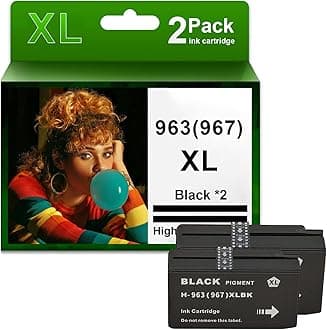 963XL 967XL Ink Cartridge Works Combo Pack Replacement for HP OfficeJet Pro 9020 9022 9025 9010 Printers Ink Cartridges,Black*2