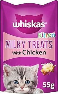Kitten Milky Treats - Tasty, milky treats for kittens from 2 - 12 months, small bite size snacks with a delicious milky filling, Pack of 8 (8 x 55 g)