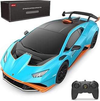 Lamborghini Remote Control Car, 1:24 RC Lamborghini Huracán STO Toy Car, Blue, Kids & Adults, Unisex