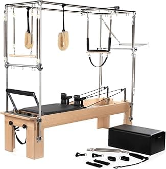 Pilates Reformer with Revo Footbar and Trapeze Combination, Pilates Exercise Equipment, Workout Equipment for Home or Studio