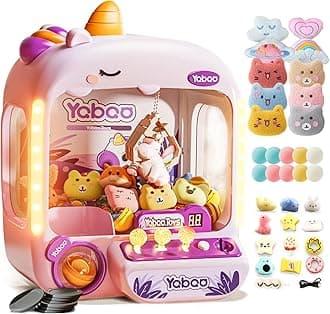 Vanvimen Unicorns Claw Machine for Kids Girls, Mini Arcade Candy Vending Machine, Fidget Prizes Refill, Egg Grabber Machine Dispenser, Easter Party Toys Gifts for Girls Boys