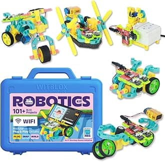 WiFi IOT Robotic Science Kit 101+ Projects |Free Online Class |156 Parts| Age 9 10 11 12 13 |Modular Electronic Sensor & Circuits to Create Logic | Educational Birthday Gift Toys | Boys Girls