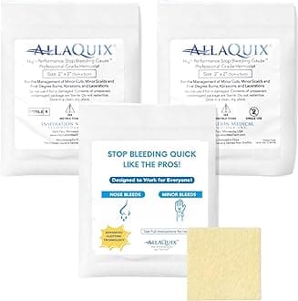 Stop Bleeding Gauze (Large 2-inch Square) (3-Pack) Professional-Grade First-Aid Hemostatic Gauze (Blood Clotting Bandage)