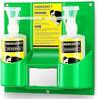 CGOLDENWALL Portable Eye Wash Station Wall Mounted Eyewash Station Emergency Eye Wash Kit, 2 * 16.09oz Eyewash Bottle, No Eyewash Solution, with a Free Eyewash Sign