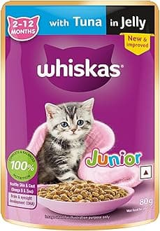 Whiskas Junior Kitten (2-12 Months) Wet Cat Food, Tuna in Jelly, 80 g, Hydrating Food Made With Real Fish, 100% Complete & Balanced Nutrition for Kittens