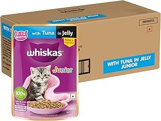Whiskas Wet Cat Food for Kittens (2-12 Months), Tuna in Jelly Flavour, 80g (Pack of 56)