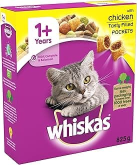 Whiskas 1+ - Dry Cat Food for Adult Cats - with Chicken - 825 g