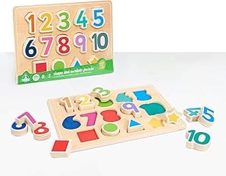 Early Learning Centre Shape & Number Puzzle, Hand Eye Coordination, Learning to Count, Problem Solving, Toys for 18 Months, Amazon Exclusive, by Just Play